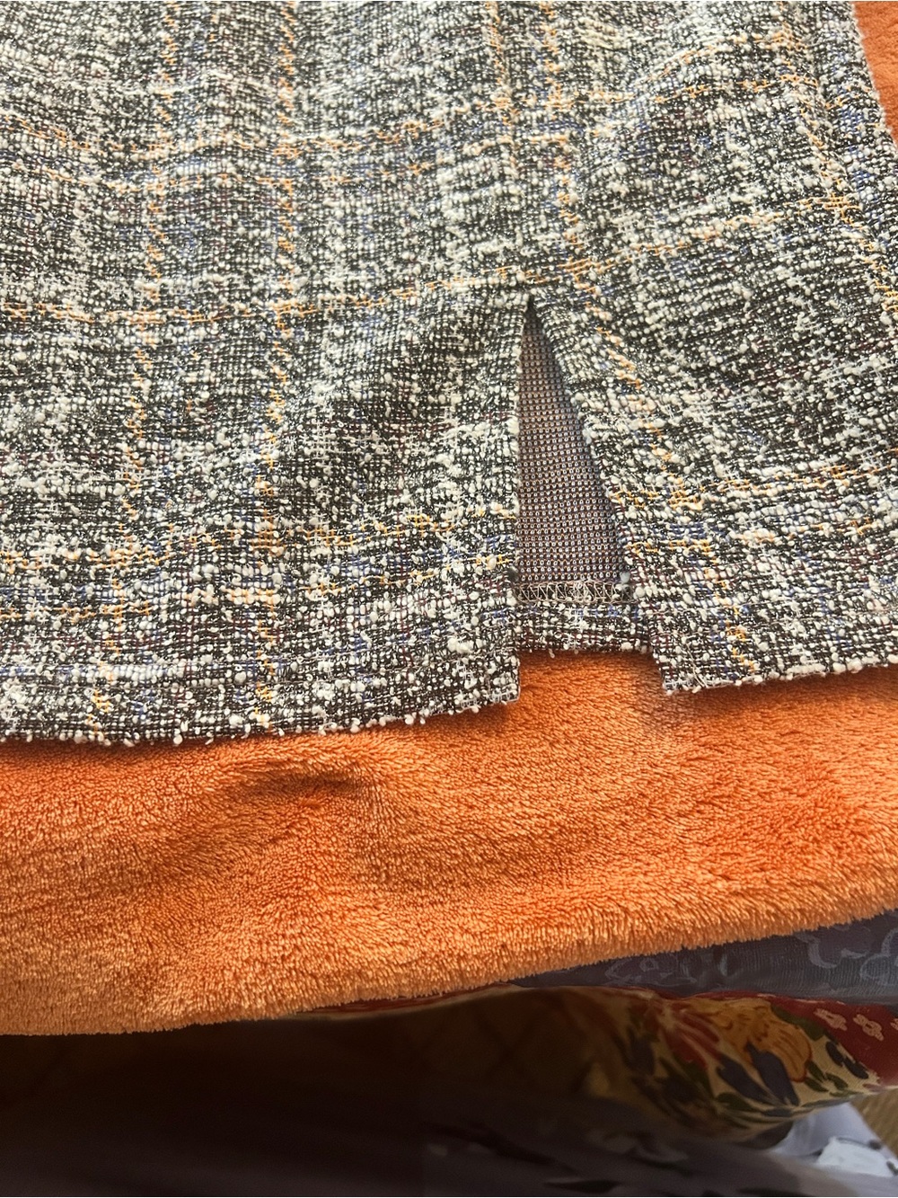 Textured Tweed Pencil Skirt in Gray and Cream for fall and winter wear - Picture 11 of 11